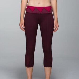 Lululemon Run Inspire Crop II Leggings Size 6 Bordeaux Drama